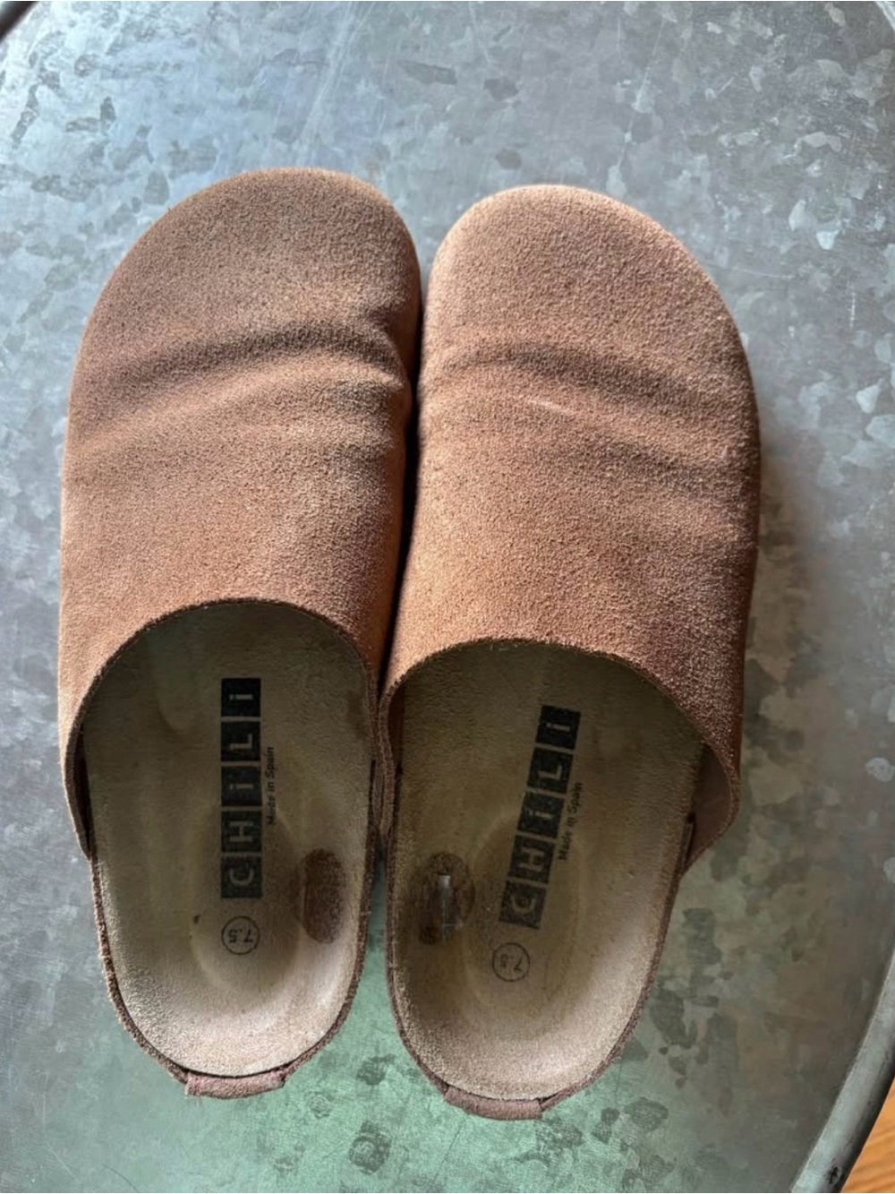 Suede Slip-On Clogs in Brown